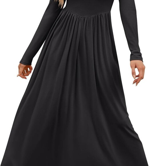 Women's Long Sleeve Elegant Modest Drop Waist Maxi Dress 2025 Fall Casual Flowy - Picture 1 of 7